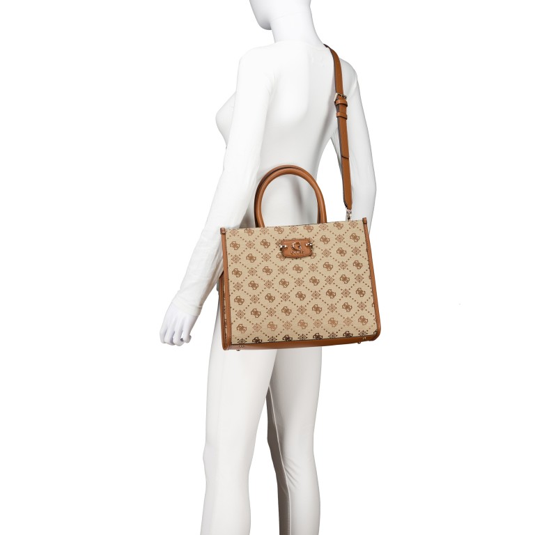 Handtasche Neda 4G-Logo Peony, Farbe: blau/petrol, braun, Marke: Guess, Abmessungen in cm: 33.5x25x12.5, Bild 6 von 8