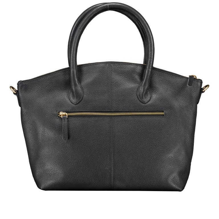 Handtasche, Farbe: schwarz, blau/petrol, beige, Marke: Hausfelder Manufaktur, Abmessungen in cm: 36x27.5x10, Bild 3 von 7