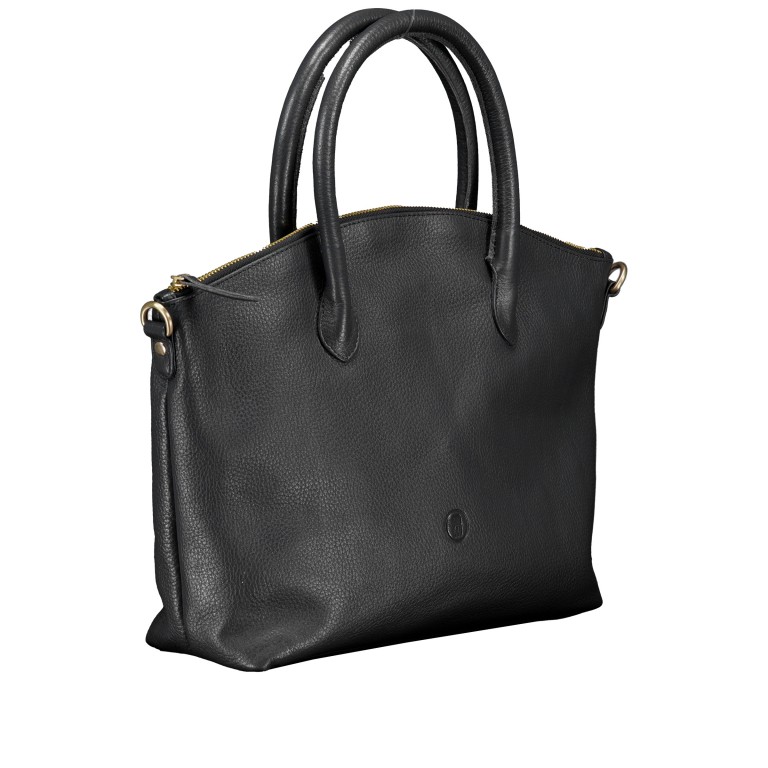 Handtasche, Farbe: schwarz, blau/petrol, beige, Marke: Hausfelder Manufaktur, Abmessungen in cm: 36x27.5x10, Bild 2 von 7