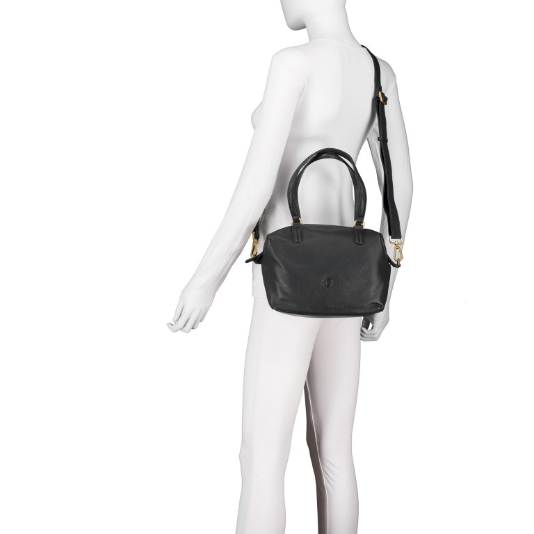 Handtasche mit Goldfittings, Marke: Hausfelder Manufaktur, Abmessungen in cm: 23.5x17x11, Bild 7 von 8