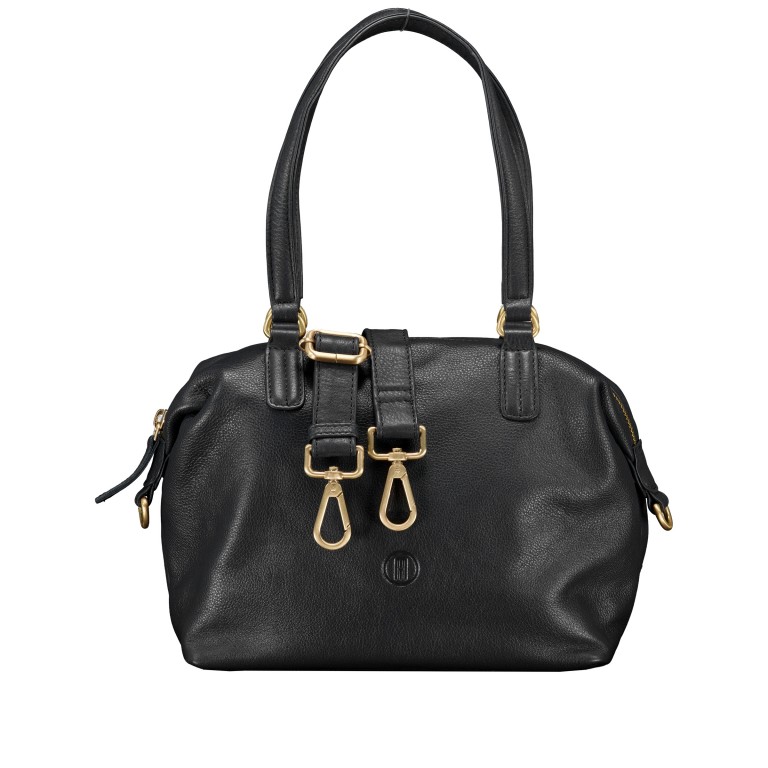 Handtasche mit Goldfittings, Marke: Hausfelder Manufaktur, Abmessungen in cm: 23.5x17x11, Bild 1 von 8