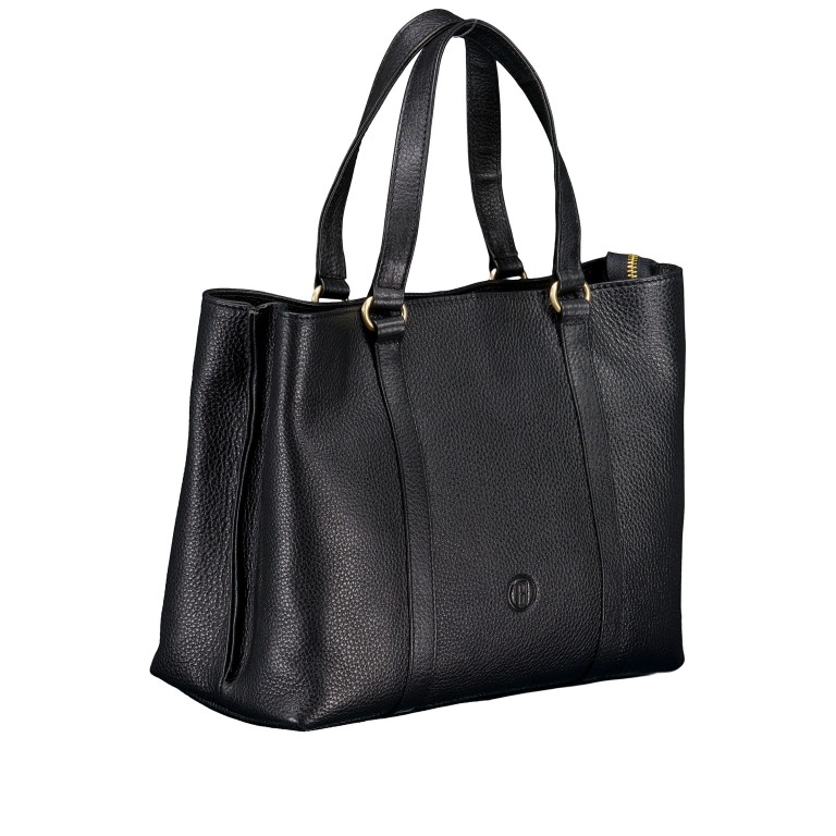 Handtasche Soft Print mit Goldfittings, Farbe: schwarz, beige, Marke: Hausfelder Manufaktur, Abmessungen in cm: 29.5x23x13, Bild 2 von 8
