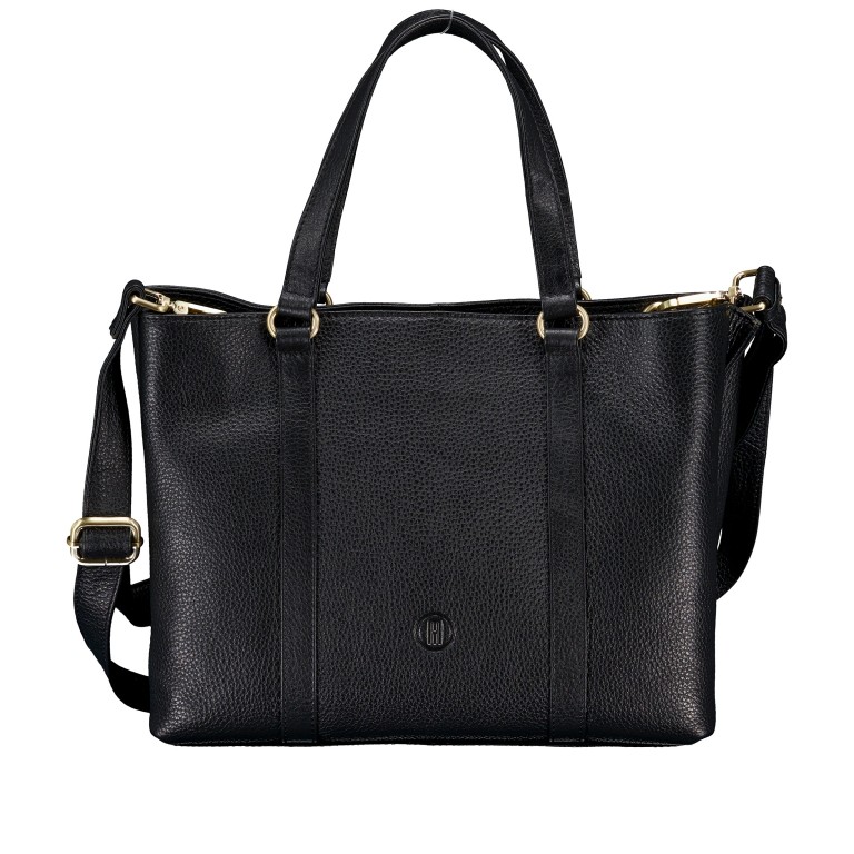 Handtasche Soft Print mit Goldfittings, Farbe: schwarz, beige, Marke: Hausfelder Manufaktur, Abmessungen in cm: 29.5x23x13, Bild 1 von 8