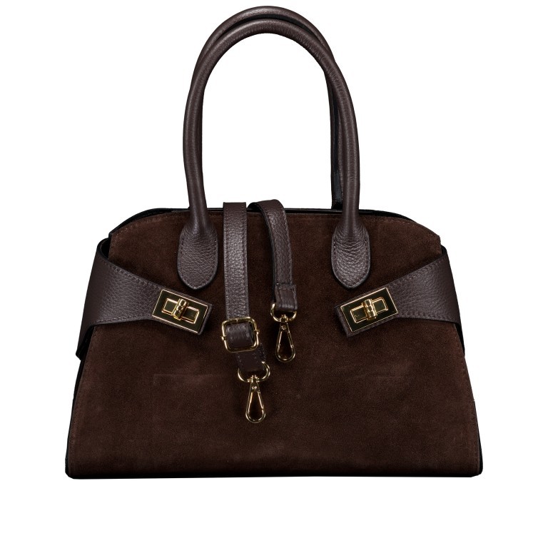 Handtasche Velours, Farbe: braun, beige, Marke: Hausfelder Manufaktur, Abmessungen in cm: 32x21.5x15.5, Bild 1 von 8