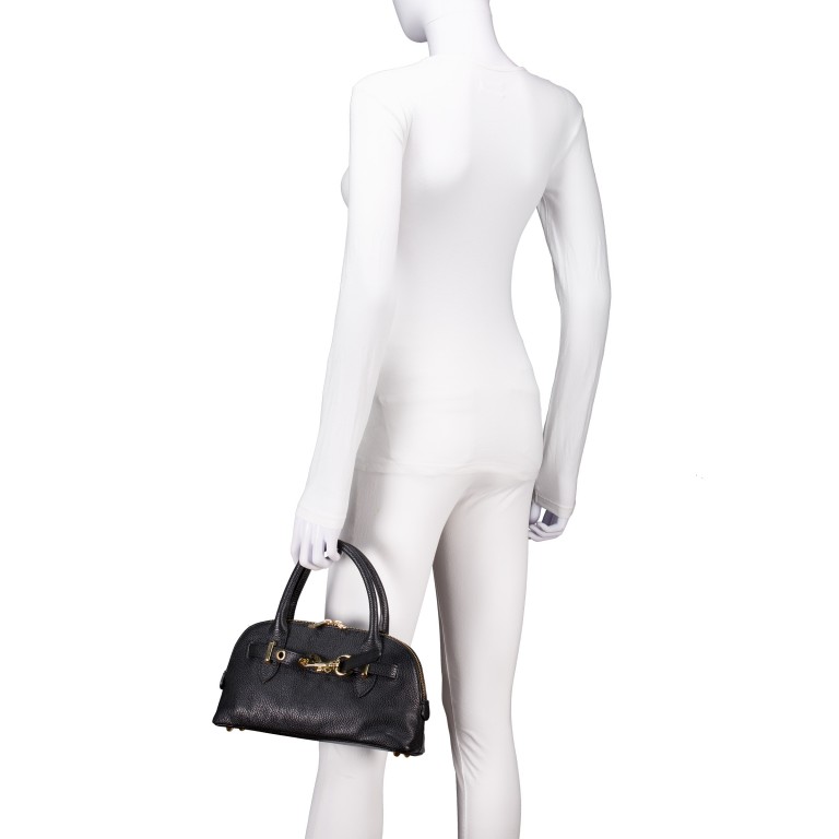 Handtasche Dollaro, Farbe: schwarz, beige, Marke: Hausfelder Manufaktur, Abmessungen in cm: 29x16x9.5, Bild 4 von 7