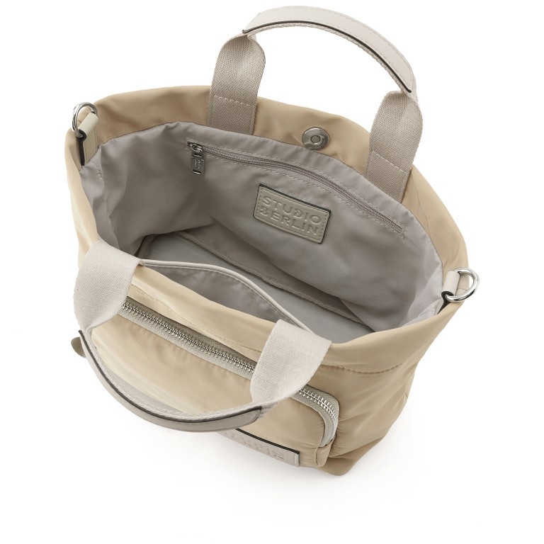 Handtasche Weißensee, Farbe: schwarz, grün/oliv, beige, Marke: Studio Berlin, Abmessungen in cm: 22.5x21.5x13.5, Bild 5 von 6