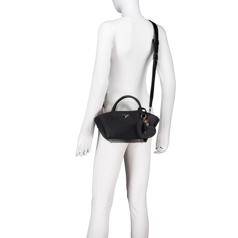 Handtasche Bolena Mini, Farbe: schwarz, beige, Marke: Guess, Abmessungen in cm: 18x15x11.5, Bild 6 von 7