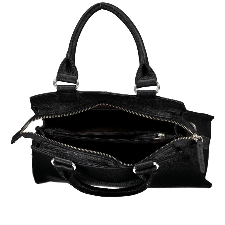 Handtasche, Farbe: schwarz, blau/petrol, braun, taupe/khaki, Marke: Hausfelder Manufaktur, Abmessungen in cm: 30x23x12, Bild 7 von 7