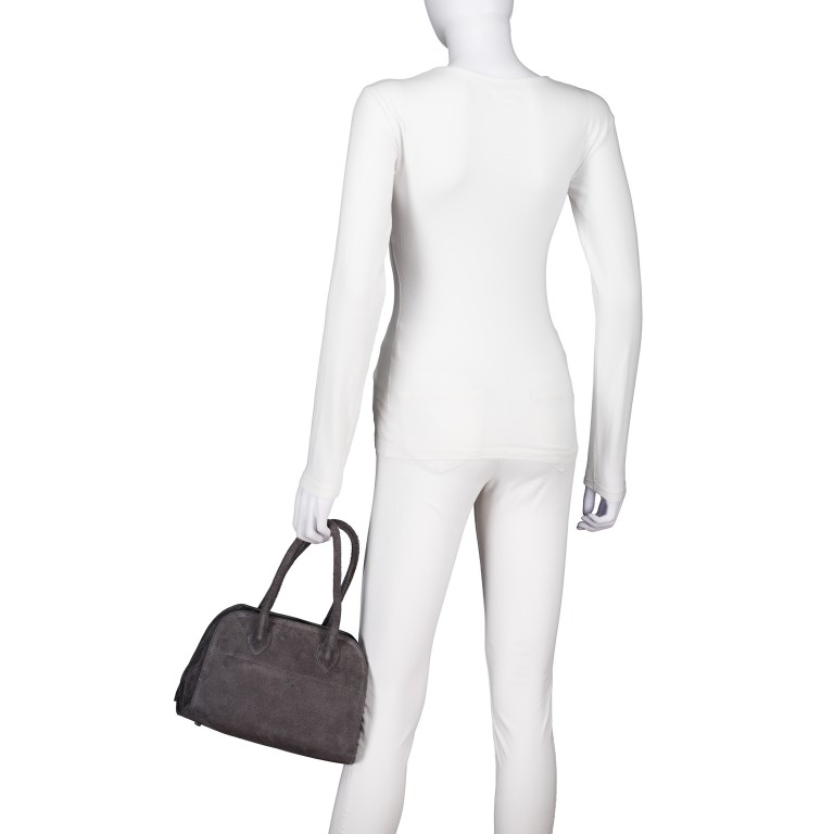 Tasche Velours, Farbe: grau, braun, taupe/khaki, grün/oliv, rot/weinrot, Marke: Hausfelder Manufaktur, Abmessungen in cm: 26.5x18.5x17, Bild 4 von 8