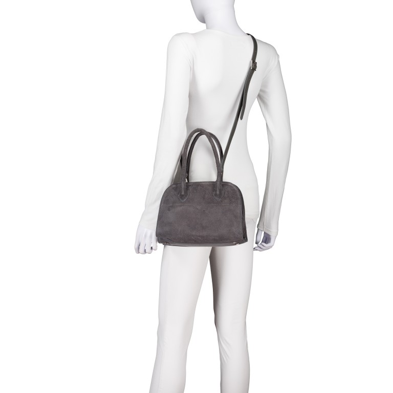 Tasche Velours, Farbe: grau, braun, taupe/khaki, grün/oliv, rot/weinrot, Marke: Hausfelder Manufaktur, Abmessungen in cm: 26.5x18.5x17, Bild 7 von 8