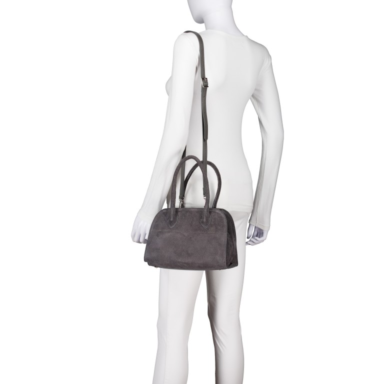 Tasche Velours, Farbe: grau, braun, taupe/khaki, grün/oliv, rot/weinrot, Marke: Hausfelder Manufaktur, Abmessungen in cm: 26.5x18.5x17, Bild 6 von 8