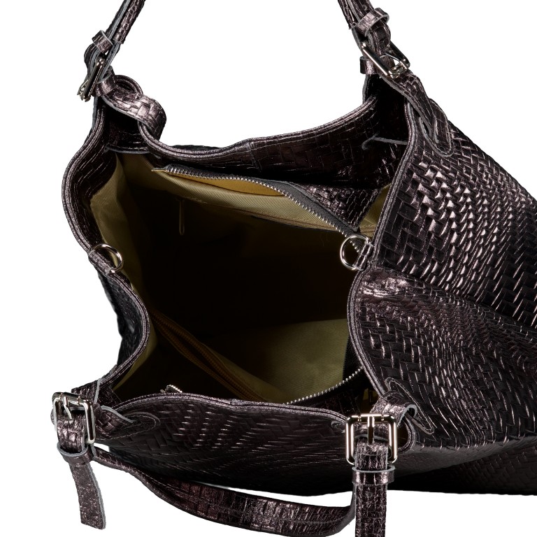 Handtasche Flechtprägung, Farbe: anthrazit, metallic, Marke: Hausfelder Manufaktur, Abmessungen in cm: 32x30x16, Bild 7 von 7