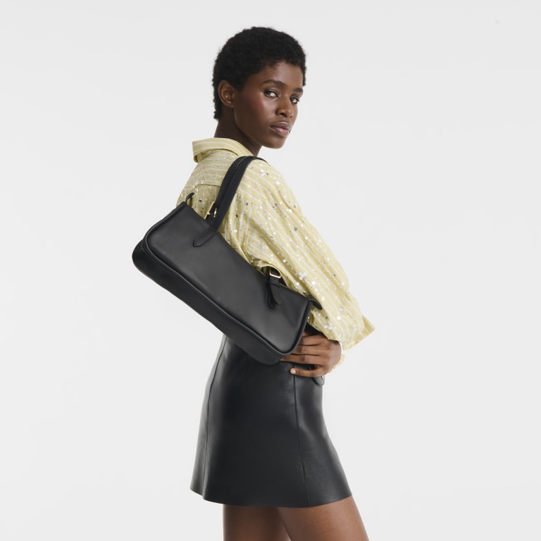 Shopper Looong, Farbe: schwarz, braun, rot/weinrot, Marke: Longchamp, Abmessungen in cm: 34x14x11, Bild 4 von 5