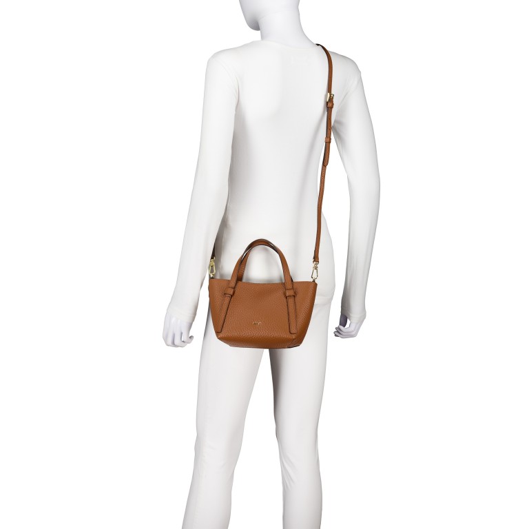 Handtasche Cosmo Mini, Farbe: schwarz, cognac, beige, Marke: Abro, Abmessungen in cm: 15.5x13x11, Bild 7 von 8