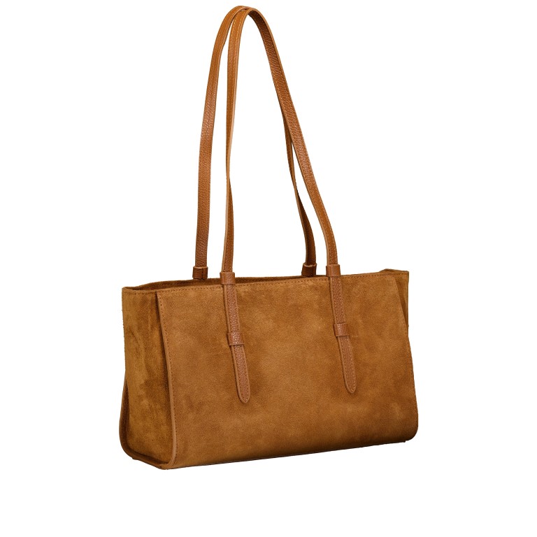 Shopper Velours, Farbe: cognac, taupe/khaki, grün/oliv, beige, Marke: Hausfelder Manufaktur, Abmessungen in cm: 36x22x13.5, Bild 2 von 5
