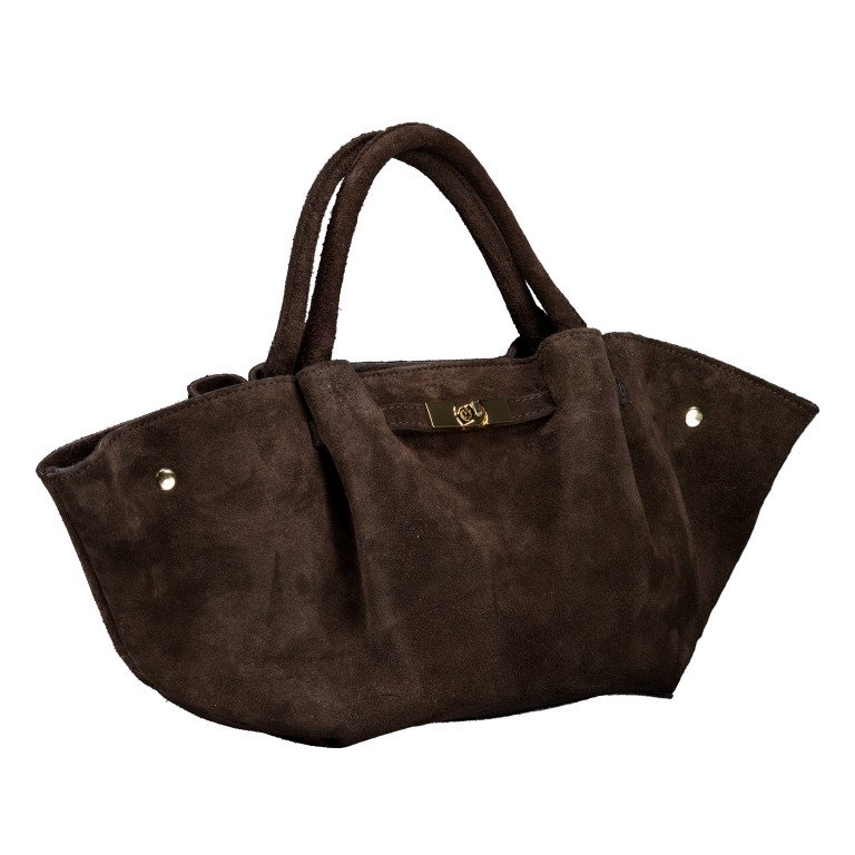 Handtasche Velours, Farbe: braun, taupe/khaki, rot/weinrot, Marke: Hausfelder Manufaktur, Abmessungen in cm: 23x22x14.5, Bild 2 von 7