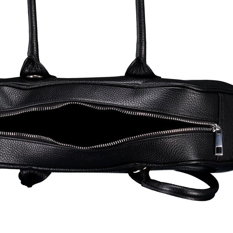 Shopper mit zusätzlichem Schulterriemen, Farbe: schwarz, beige, Marke: Hausfelder Manufaktur, Abmessungen in cm: 35x17x9, Bild 7 von 7