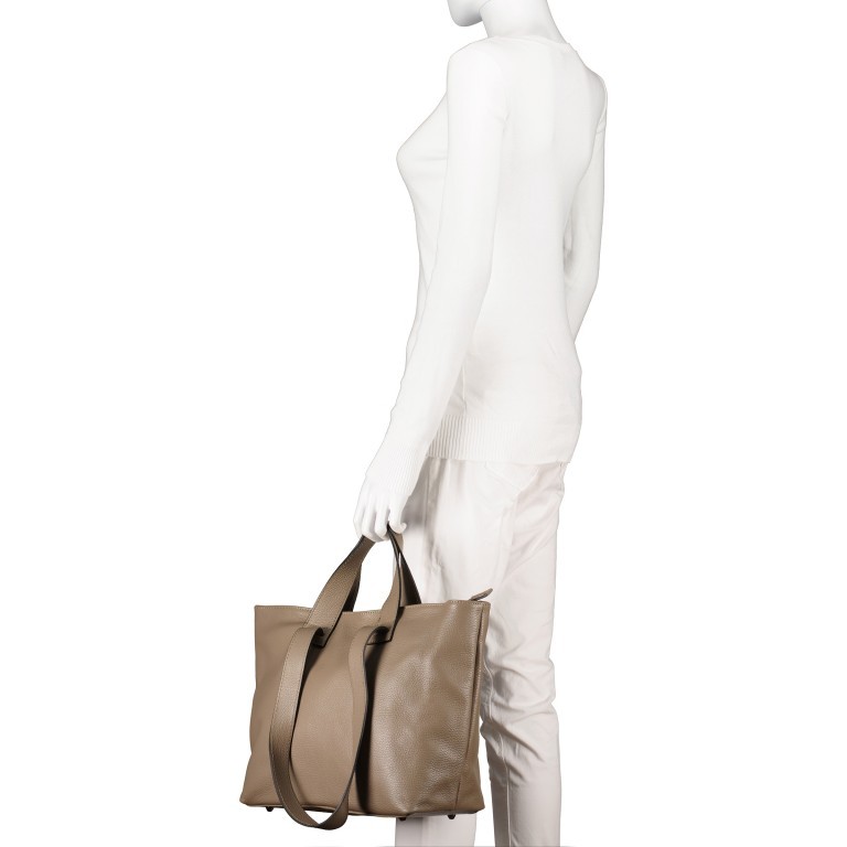 Tasche Dollaro Taupe, Farbe: taupe/khaki, Marke: Hausfelder Manufaktur, EAN: 4065646004078, Abmessungen in cm: 31x30x14, Bild 4 von 9
