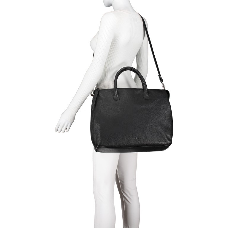 Handtasche Adria Gunda Big Black Nickel, Farbe: schwarz, Marke: Abro, EAN: 4061724300278, Abmessungen in cm: 36x29x14, Bild 6 von 9