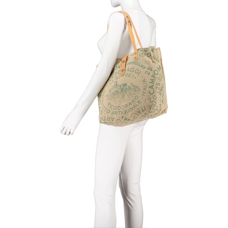 Shopper Canvas X1225 Beige Stampa Prugna, Farbe: flieder/lila, Marke: Campomaggi, EAN: 8054302711210, Abmessungen in cm: 30x33x16, Bild 4 von 7