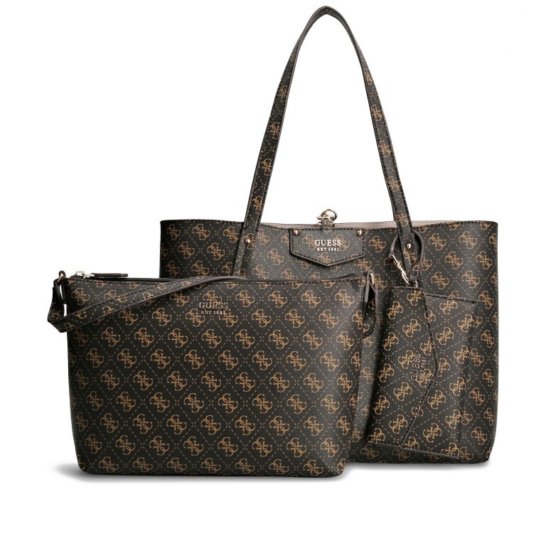 Shopper Eco Brenton Bag in Bag, Farbe: schwarz, anthrazit, braun, cognac, rosa/pink, Marke: Guess, Abmessungen in cm: 36x27x13, Bild 1 von 1