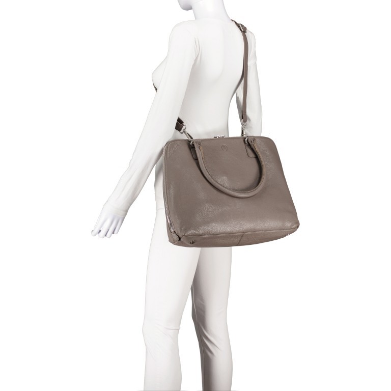 Handtasche mit Laptopfach 15 Zoll Taupe, Farbe: grau, Marke: Hausfelder Manufaktur, EAN: 4065646011496, Abmessungen in cm: 40x31x9.5, Bild 6 von 7