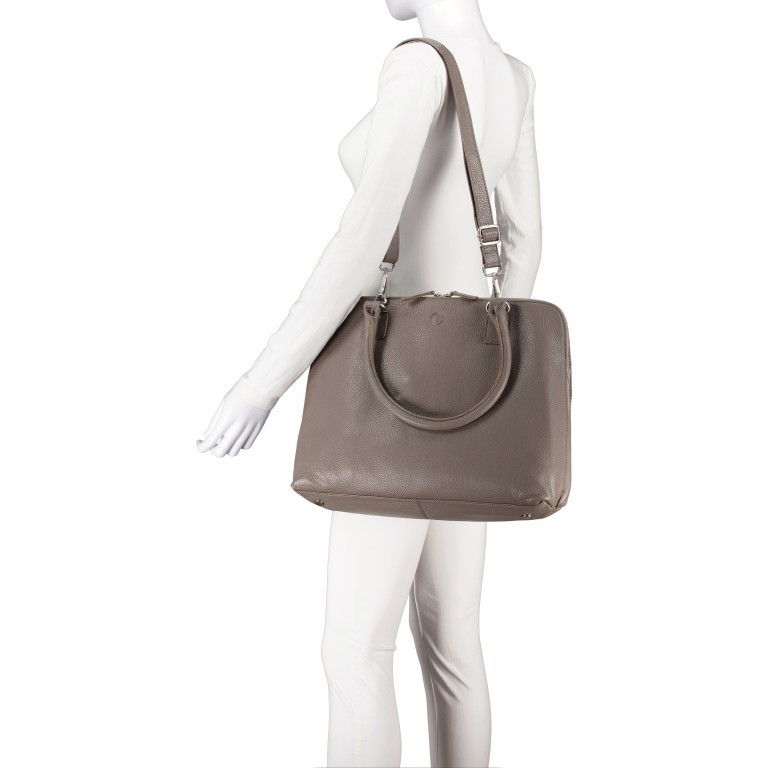 Handtasche mit Laptopfach 15 Zoll Taupe, Farbe: grau, Marke: Hausfelder Manufaktur, EAN: 4065646011496, Abmessungen in cm: 40x31x9.5, Bild 5 von 7
