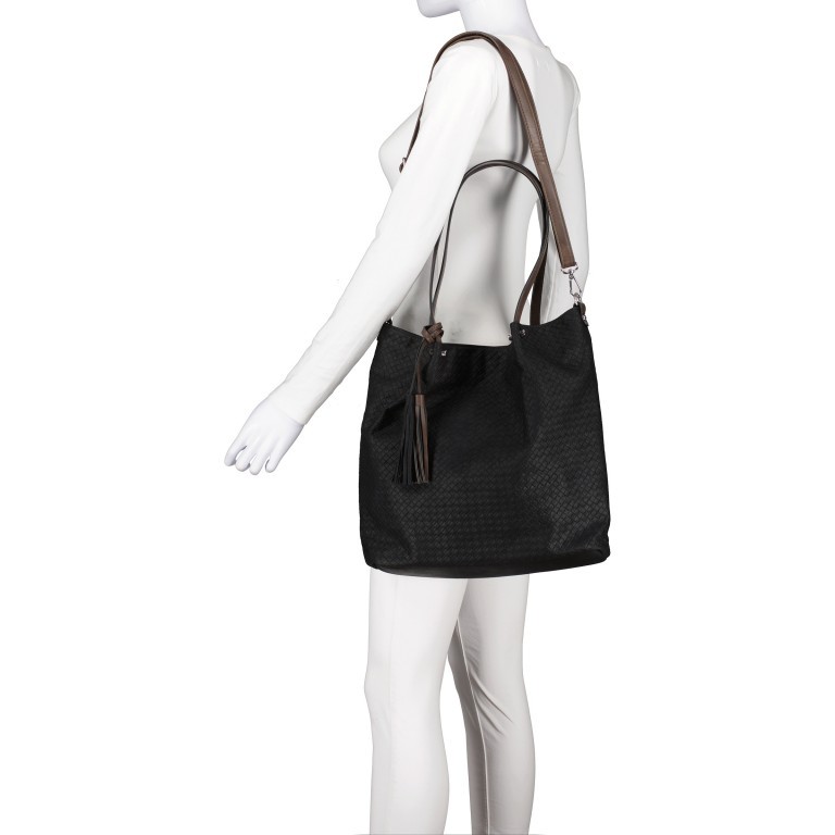 Bag Shopper Bag in Bag, Farbe: schwarz, blau/petrol, taupe/khaki, Marke: Flanigan, Abmessungen in cm: 33x34.5x10, Bild 6 von 10