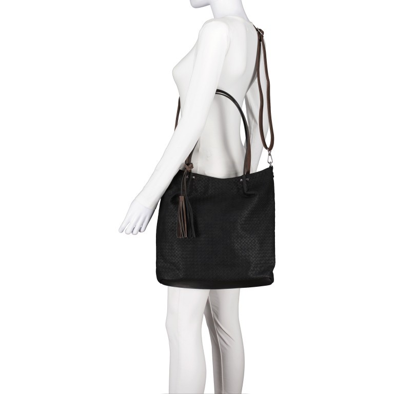 Bag Shopper Bag in Bag, Farbe: schwarz, blau/petrol, taupe/khaki, Marke: Flanigan, Abmessungen in cm: 33x34.5x10, Bild 7 von 10