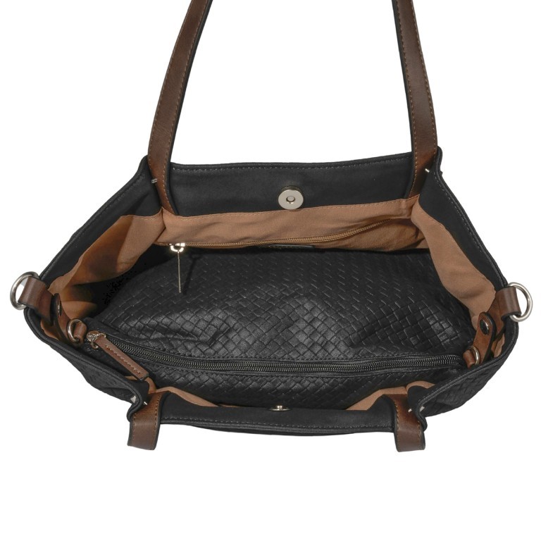 Bag Shopper Bag in Bag, Farbe: schwarz, blau/petrol, taupe/khaki, Marke: Flanigan, Abmessungen in cm: 33x34.5x10, Bild 9 von 10