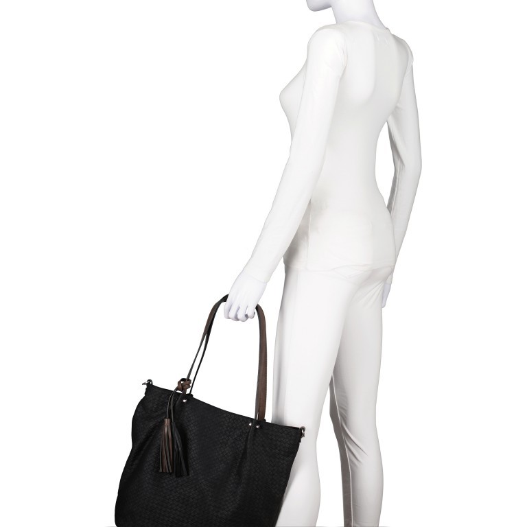 Bag Shopper Bag in Bag, Farbe: schwarz, blau/petrol, taupe/khaki, Marke: Flanigan, Abmessungen in cm: 33x34.5x10, Bild 4 von 10
