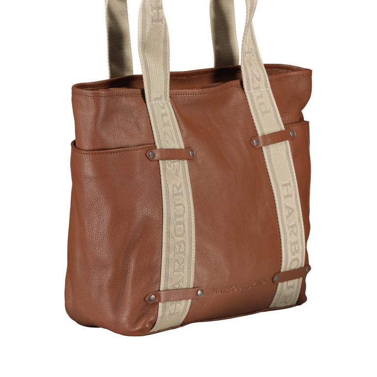 Shopper Just-Pure Gina JP-12127, Farbe: anthrazit, grau, blau/petrol, cognac, Marke: Harbour 2nd, Abmessungen in cm: 42x30x12, Bild 2 von 5