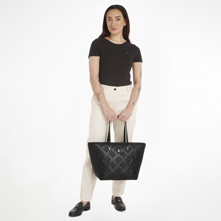 Shopper Refined Tote Bag, Farbe: schwarz, taupe/khaki, Marke: Tommy Hilfiger, Abmessungen in cm: 30x30x21, Bild 3 von 4