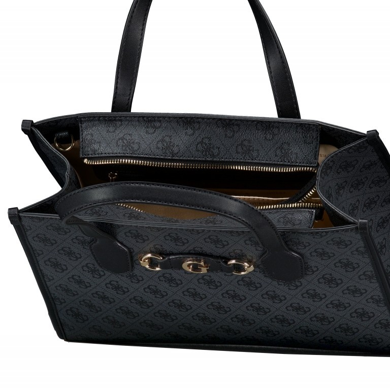 Handtasche Izzy, Farbe: anthrazit, cognac, Marke: Guess, Abmessungen in cm: 33.5x26.5x13, Bild 7 von 7