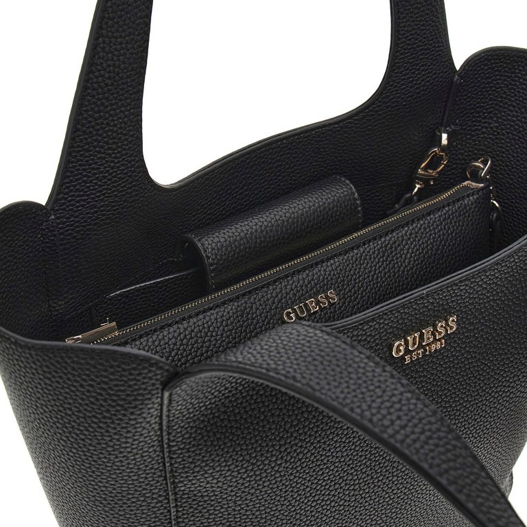 Shopper Helina mit herausnehmbarer Tasche, Farbe: schwarz, beige, Marke: Guess, Abmessungen in cm: 25.5x29x12, Bild 7 von 7