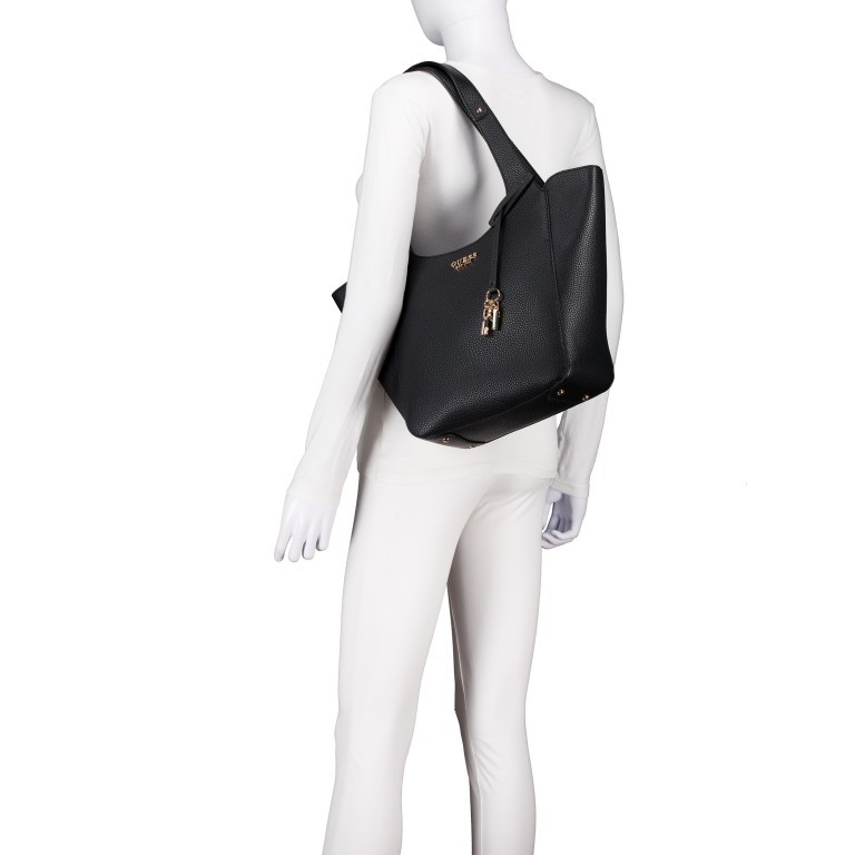Shopper Helina mit herausnehmbarer Tasche, Farbe: schwarz, beige, Marke: Guess, Abmessungen in cm: 25.5x29x12, Bild 6 von 7