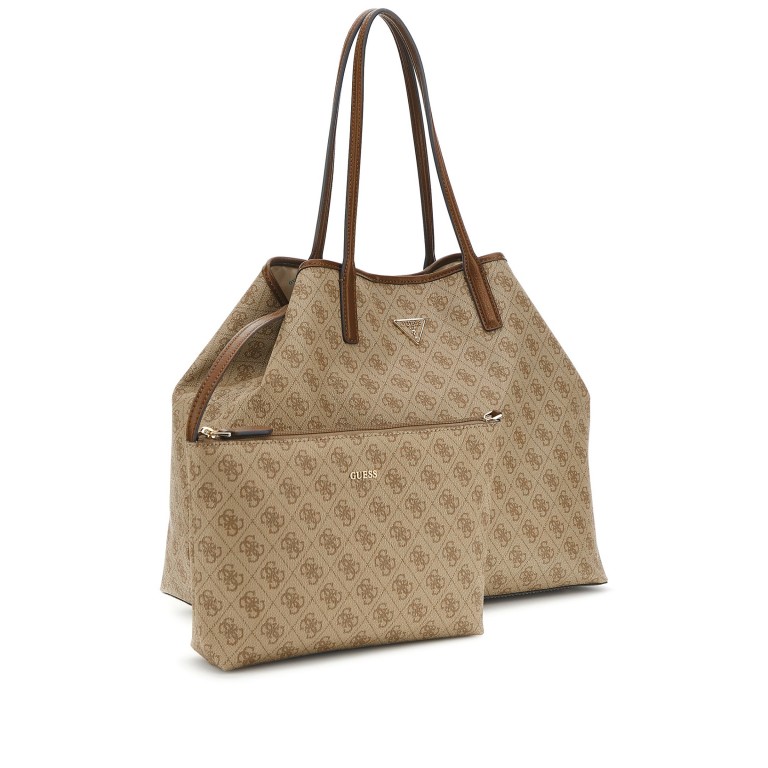 Shopper Eco Victtoria 4G-Logo mit herausnehmbarer Tasche, Farbe: anthrazit, cognac, taupe/khaki, Marke: Guess, Abmessungen in cm: 42x35x20, Bild 2 von 8