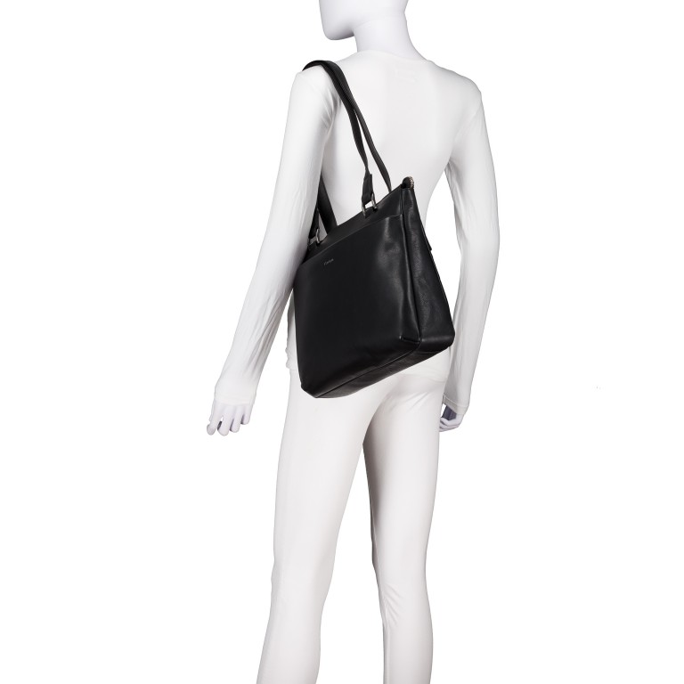 Shopper Lugano 483, Farbe: schwarz, blau/petrol, Marke: Flanigan, Abmessungen in cm: 35x28x10, Bild 5 von 6