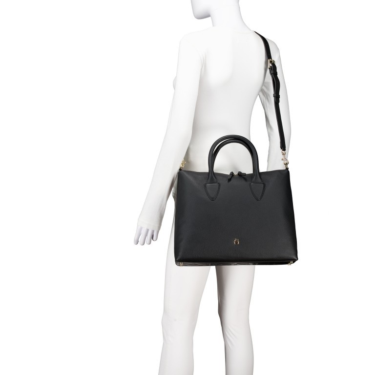 Handtasche Zita M, Farbe: schwarz, blau/petrol, Marke: AIGNER, Abmessungen in cm: 29x39x12, Bild 5 von 7