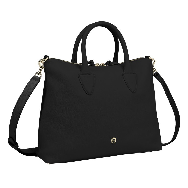 Handtasche Zita M, Farbe: schwarz, blau/petrol, Marke: AIGNER, Abmessungen in cm: 29x39x12, Bild 2 von 7