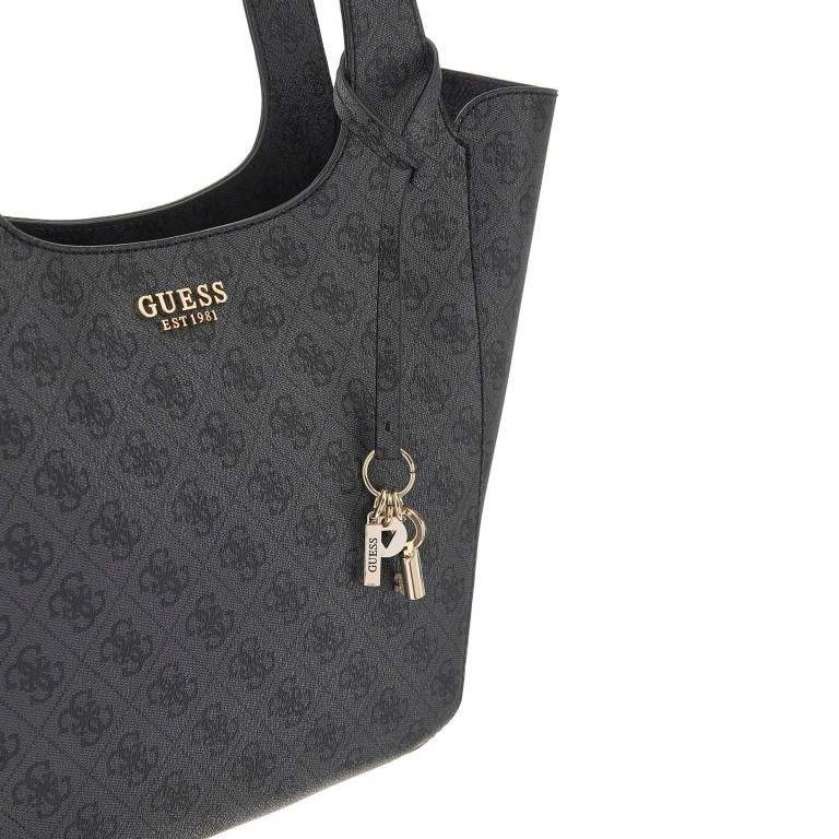 Shopper Calista 4G-Logo mit herausnehmbarer Tasche, Farbe: anthrazit, braun, Marke: Guess, Abmessungen in cm: 25x28.5x13, Bild 8 von 8