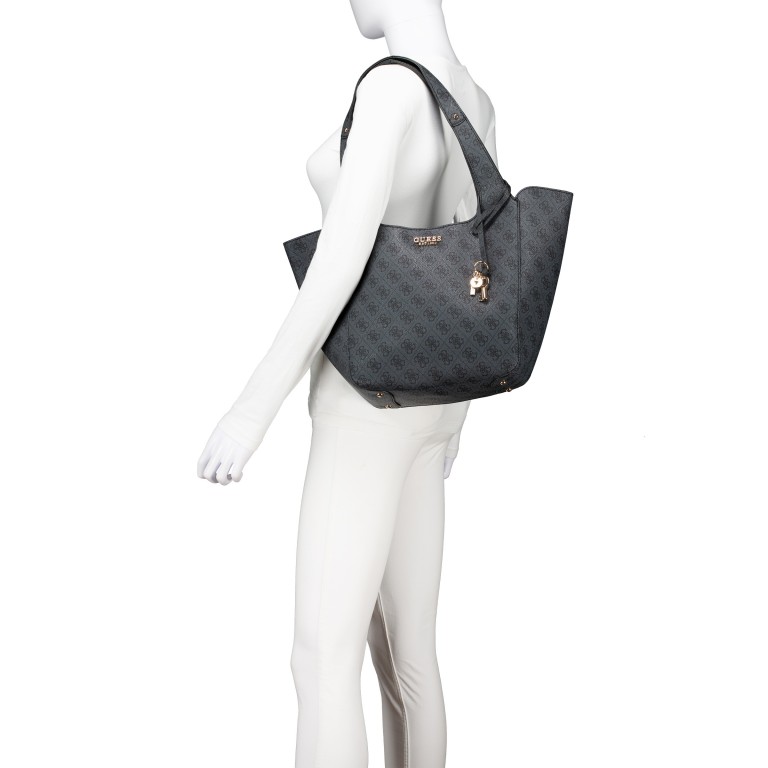 Shopper Calista 4G-Logo mit herausnehmbarer Tasche, Farbe: anthrazit, braun, Marke: Guess, Abmessungen in cm: 25x28.5x13, Bild 6 von 8