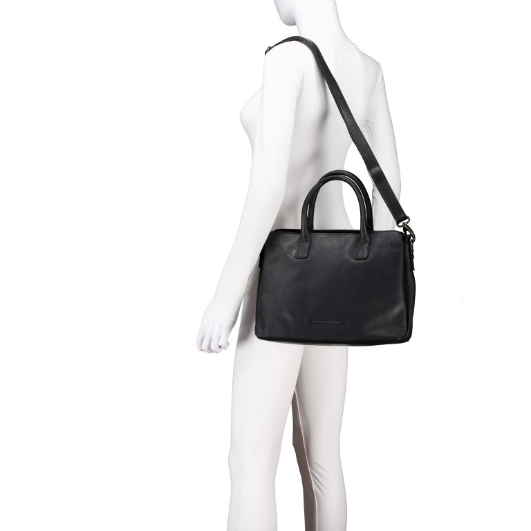 Handtasche Valmonte, Farbe: schwarz, cognac, Marke: The Chesterfield Brand, Abmessungen in cm: 32x25x10.5, Bild 4 von 9