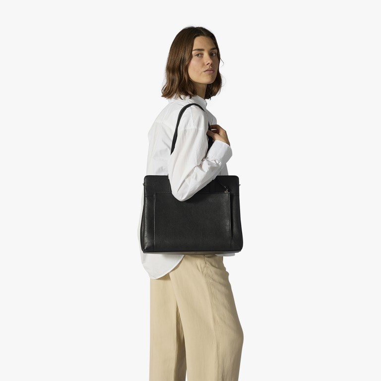 Shopper Bergamo Lucca mit Laptopfach 13 Zoll, Farbe: schwarz, braun, Marke: Adax, Abmessungen in cm: 37.5x29.5x13.5, Bild 5 von 8