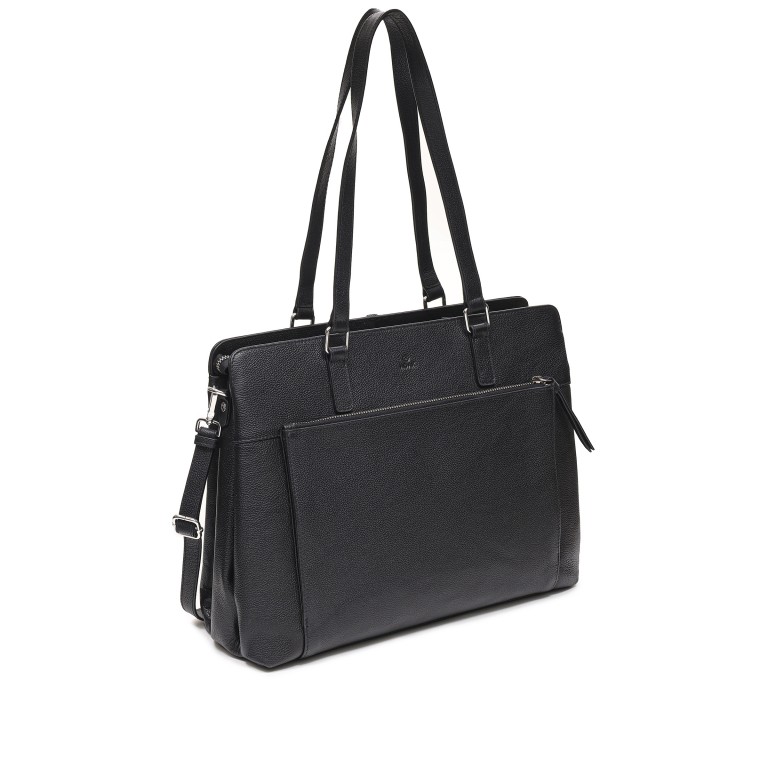 Shopper Bergamo Lucca mit Laptopfach 13 Zoll, Farbe: schwarz, braun, Marke: Adax, Abmessungen in cm: 37.5x29.5x13.5, Bild 2 von 8