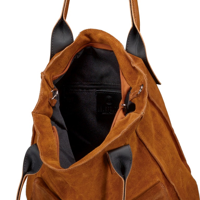 Shopper Velours, Farbe: grau, braun, cognac, grün/oliv, beige, Marke: Hausfelder Manufaktur, Abmessungen in cm: 32x39x11, Bild 7 von 7