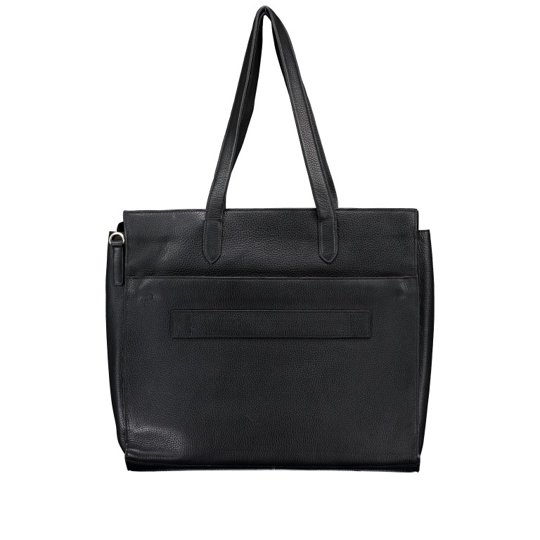 Shopper mit Laptopfach 17 Zoll, Farbe: schwarz, blau/petrol, Marke: Hausfelder Manufaktur, Abmessungen in cm: 40.3x36x13, Bild 3 von 7