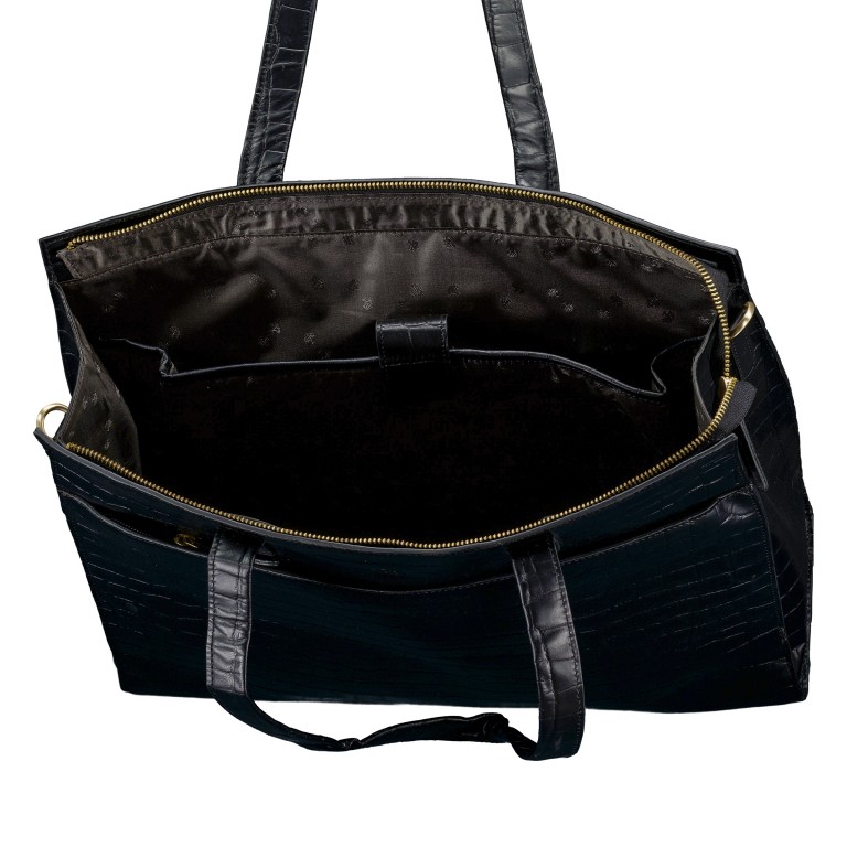 Shopper Kroko mit Laptopfach 15 Zoll, Farbe: schwarz, braun, Marke: Hausfelder Manufaktur, Abmessungen in cm: 40.5x35x12, Bild 7 von 7