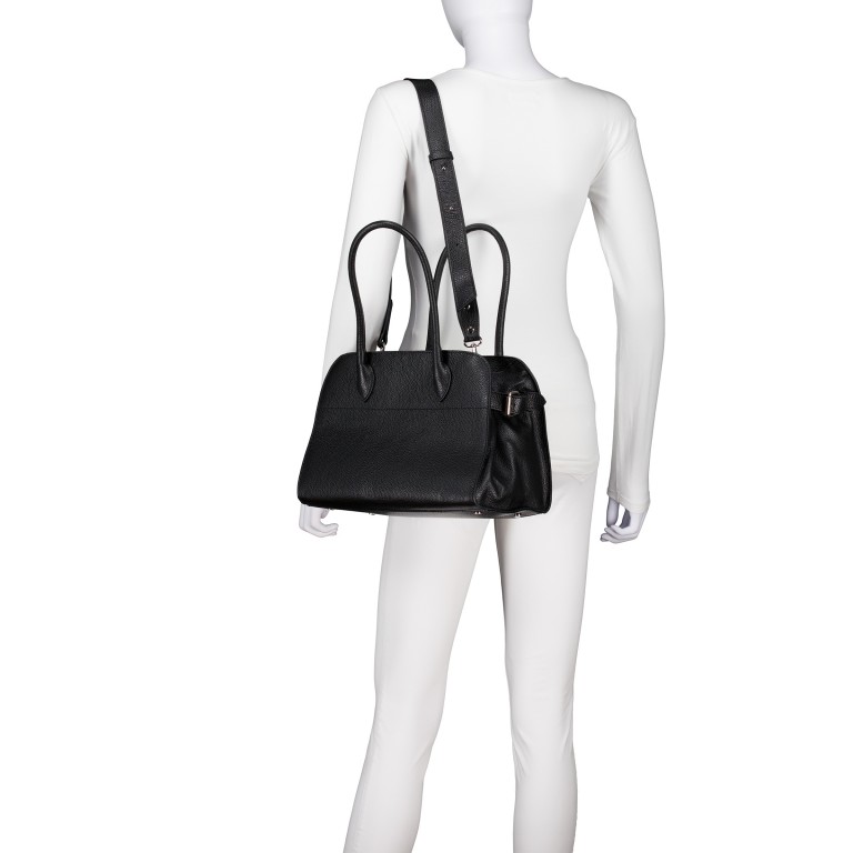 Tasche Dollaro, Farbe: schwarz, blau/petrol, Marke: Hausfelder Manufaktur, Abmessungen in cm: 32x22x17.5, Bild 5 von 6