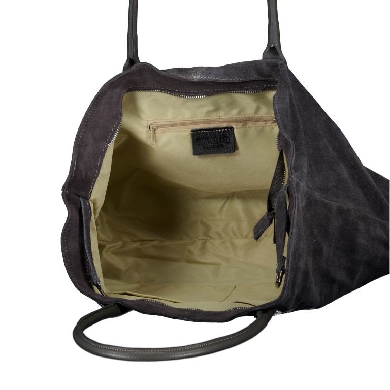 Shopper Velours variabel in der Form, Farbe: grau, braun, taupe/khaki, Marke: Hausfelder Manufaktur, Abmessungen in cm: 40x25x10.5, Bild 8 von 9